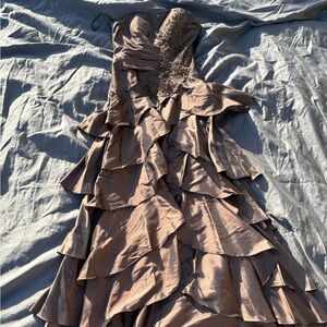 Cinderella Bronze Asymmetrical Ruffled Dress